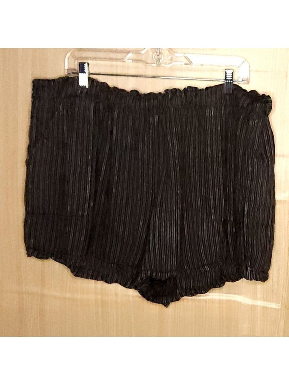 Time & Tru Black Grey Linen Blend Elastic Waist Shorts XXL
